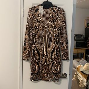 Sequins black and gold dress
